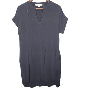 Loyal Hana‎ Nursing Dark Gray Cybell Split-Neck Shirtdress Small Zippers